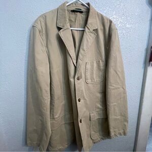 J Crew Jacket Men XL Khaki Beige Tan Blazer Sport Coat Twill Unlined 3 Button